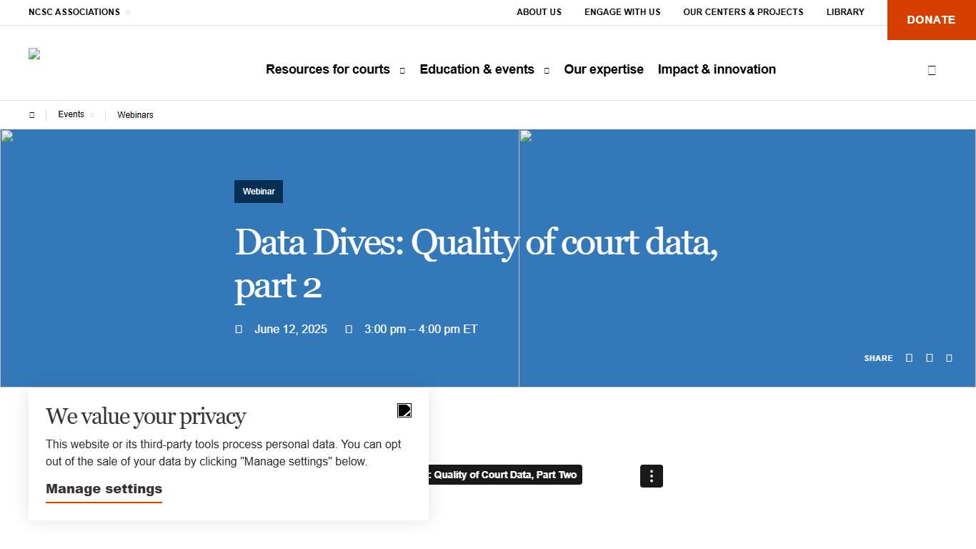 Data Dives: Quality of court data, part 2 National Center for State Courts