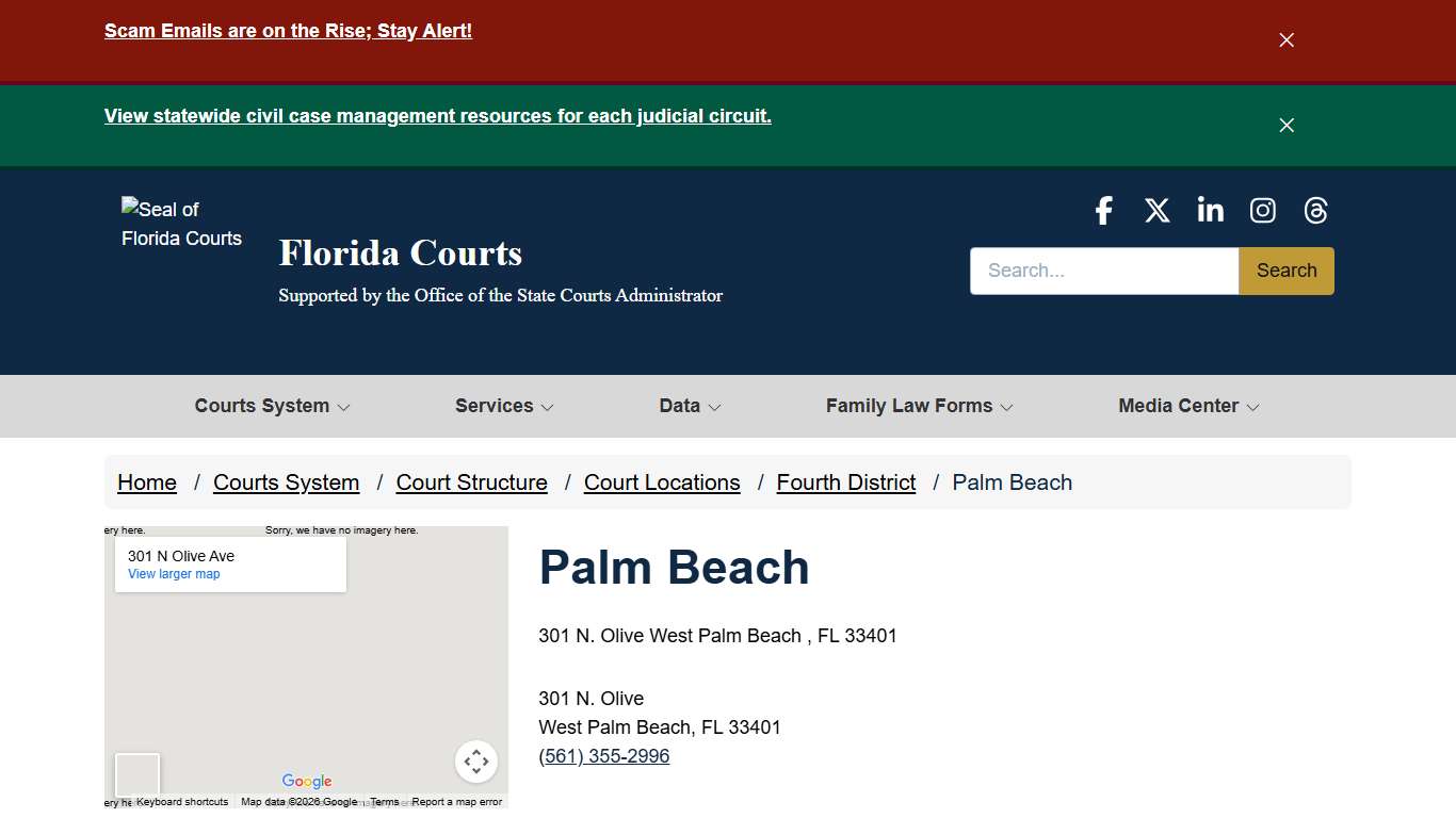Palm Beach / Fourth District / Court Locations / Court Structure / Courts System - - Florida Courts