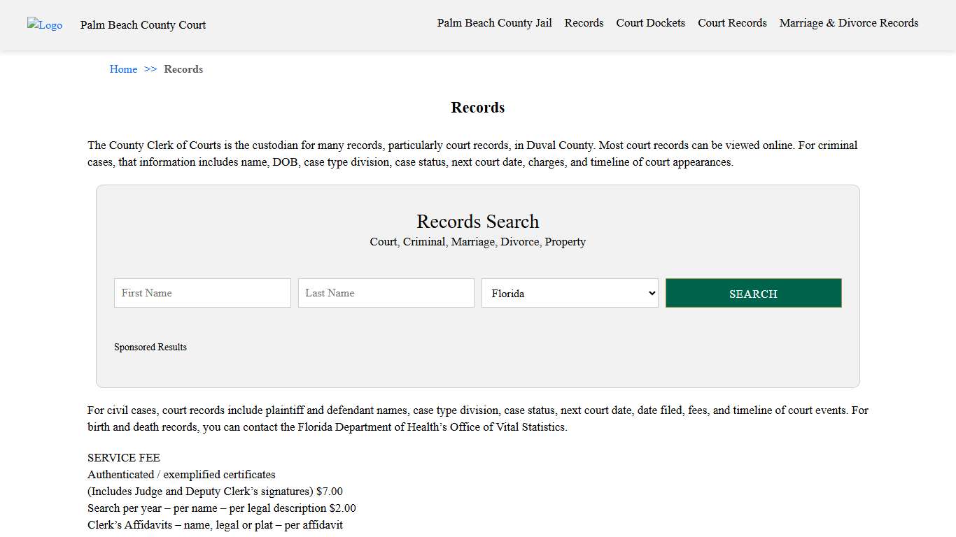 Records Palm Beach County Court